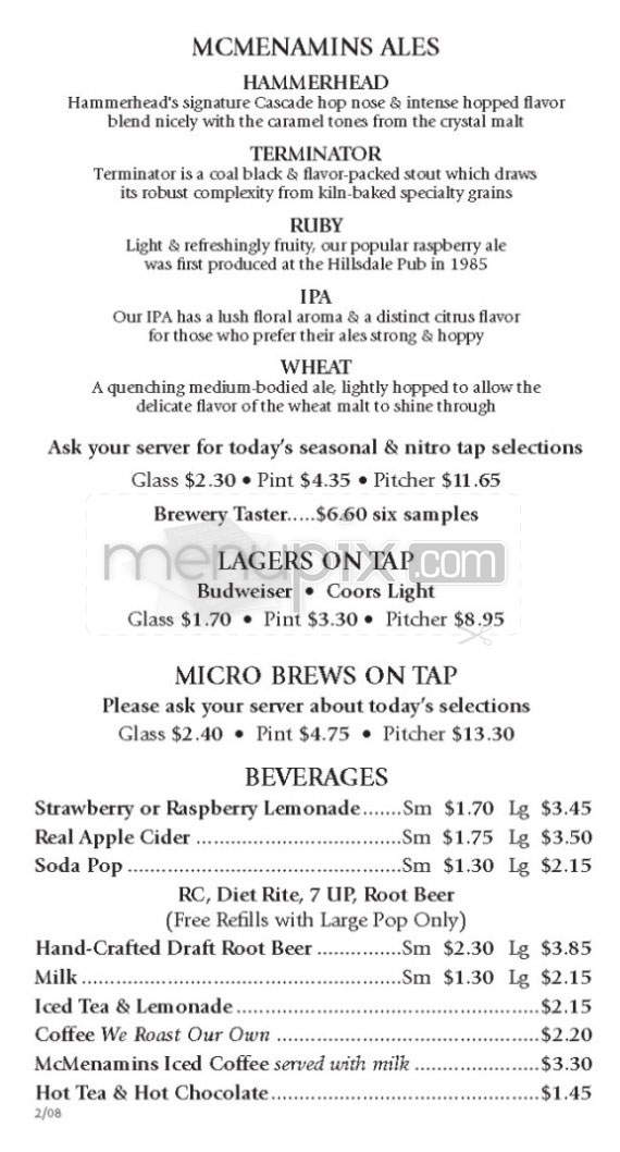 McMenamins On The Columbia - Vancouver, WA menu_pic