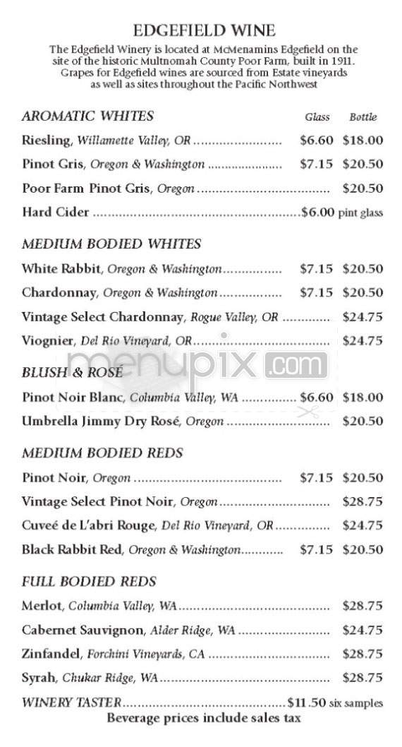 McMenamins On The Columbia - Vancouver, WA menu_pic