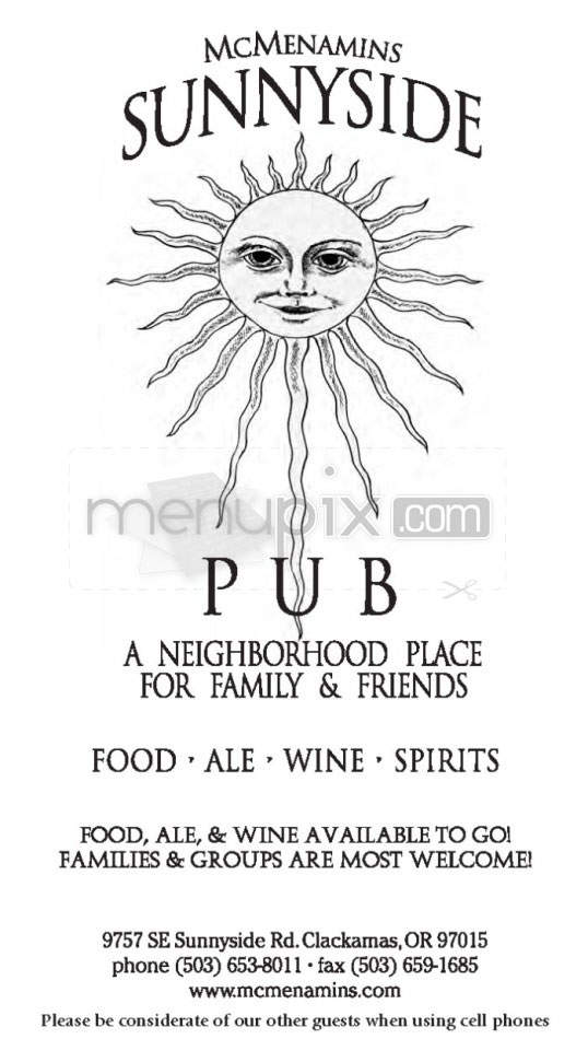 McMenamins Sunnyside - Portland, OR menu_pic