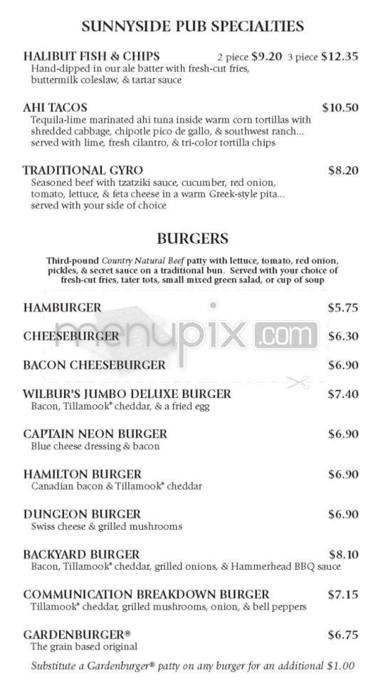 McMenamins Sunnyside - Portland, OR menu_pic