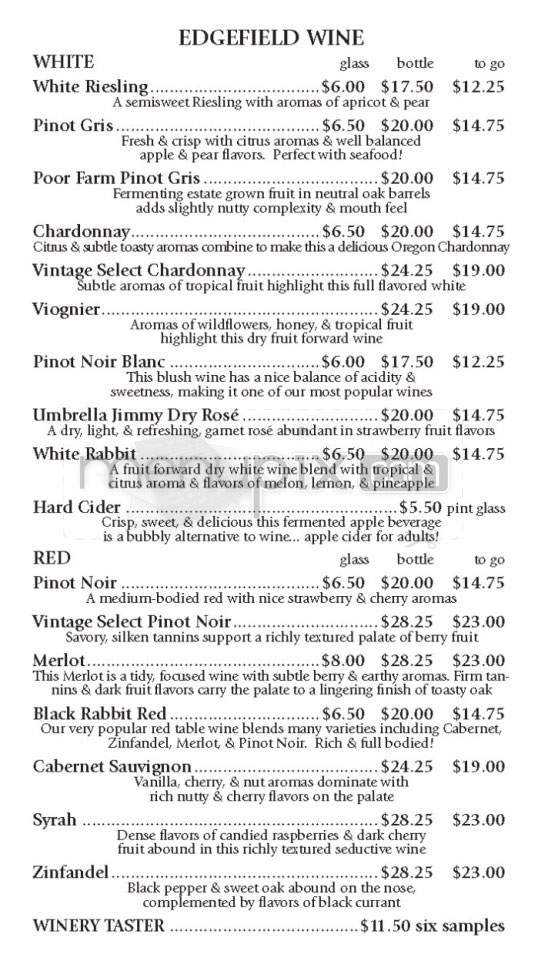 McMenamins Sunnyside - Portland, OR menu_pic