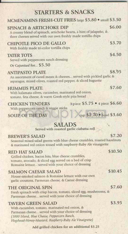 McMenamins Pub 205 - Portland, OR menu_pic