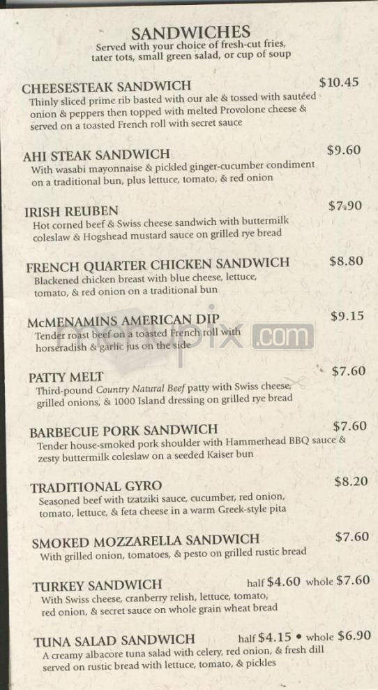 McMenamins Pub 205 - Portland, OR menu_pic