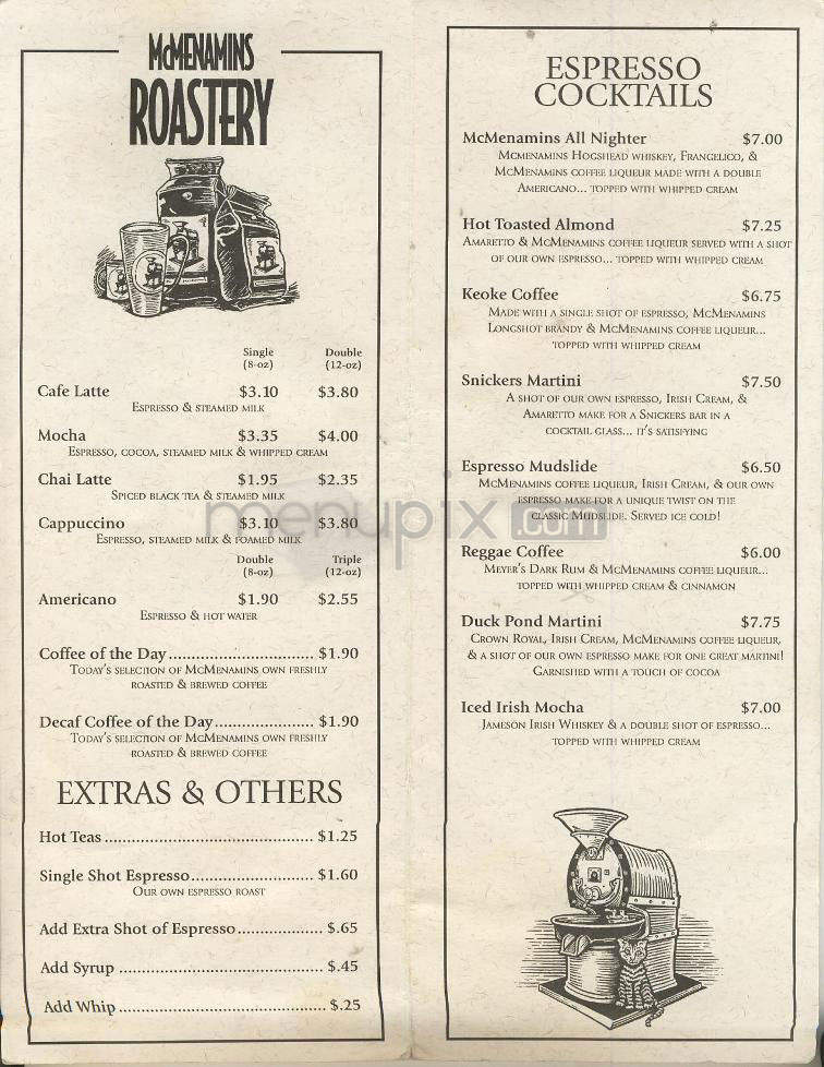 McMenamins Pub 205 - Portland, OR menu_pic