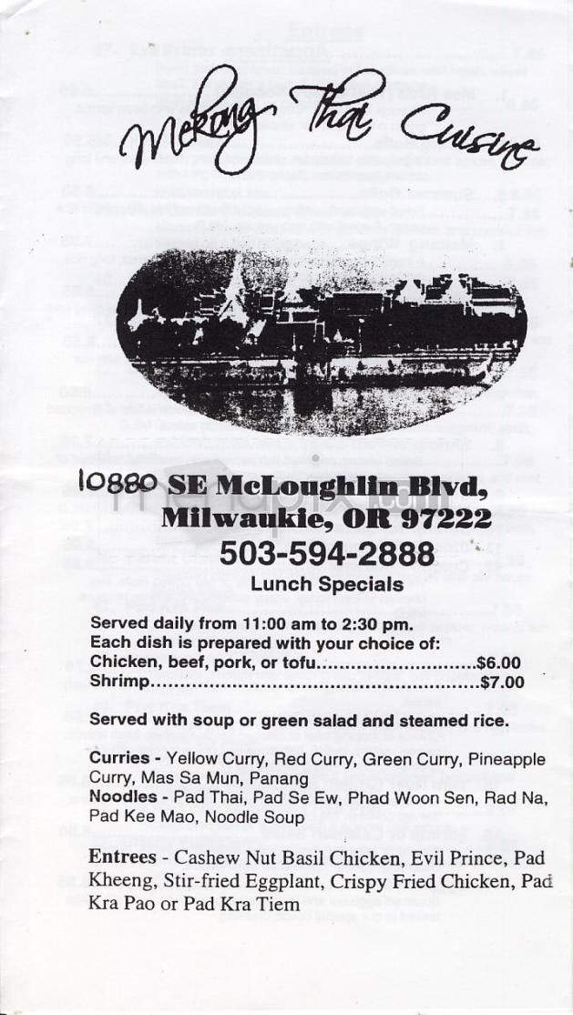 Mekong Thai Cuisine - Portland, OR menu_pic