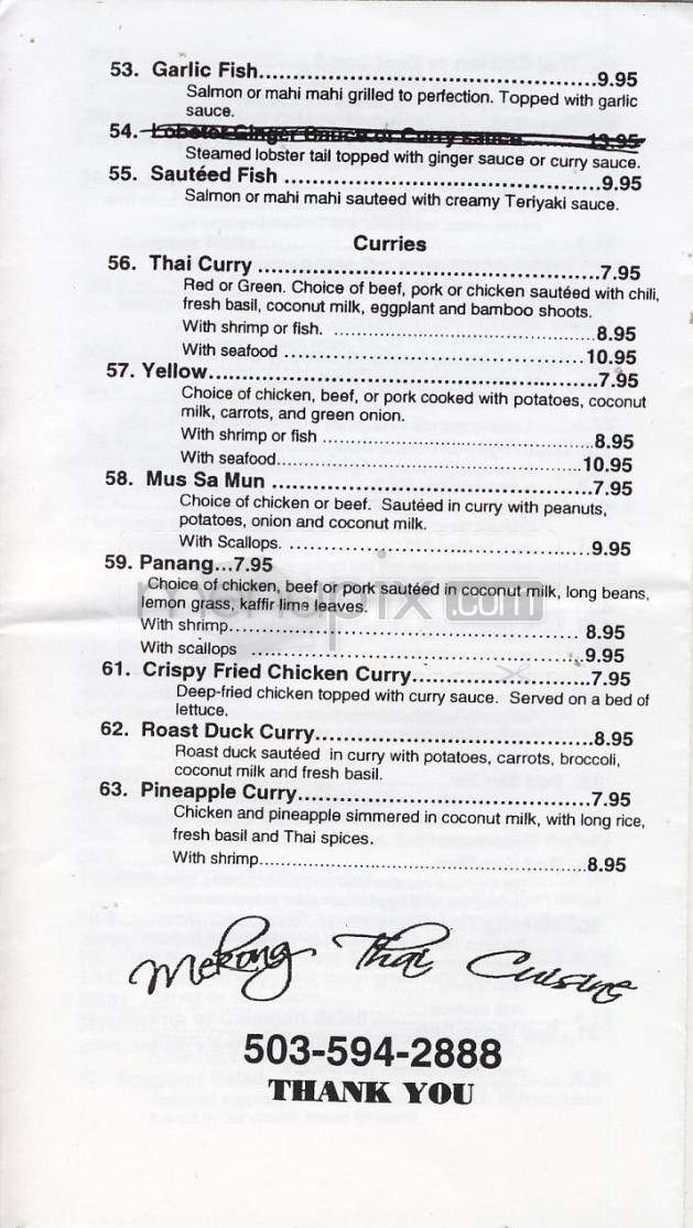 Mekong Thai Cuisine - Portland, OR menu_pic