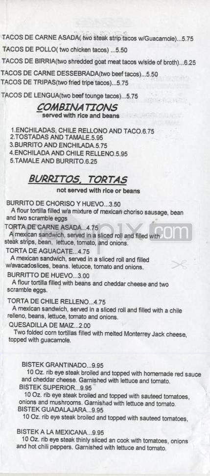 Michoacan Mexican Restaurant - Portland, OR menu_pic