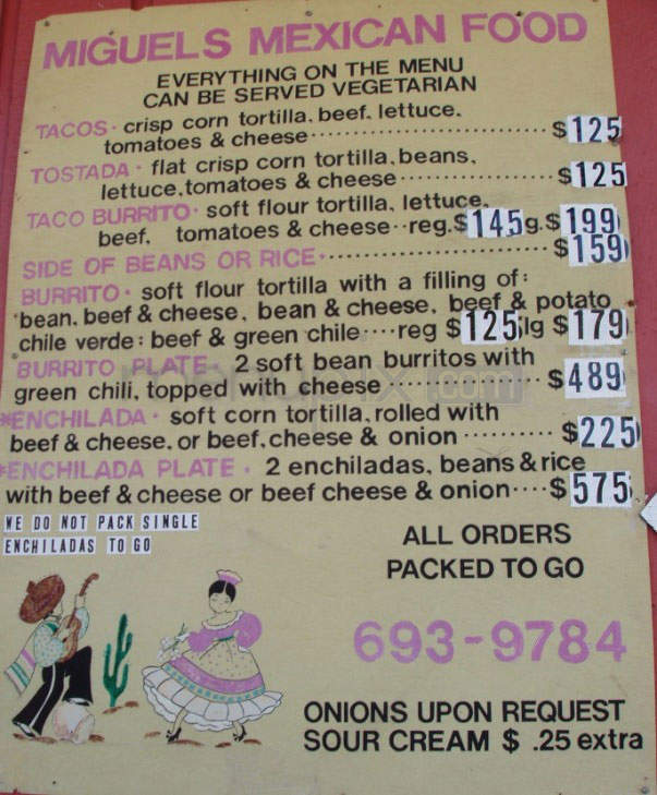 Miguel's Mexican Food - Vancouver, WA menu_pic
