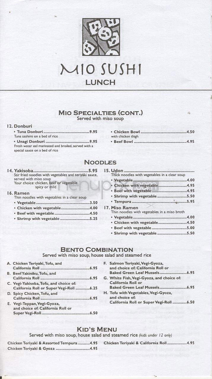 Mio Sushi - Portland, OR menu_pic