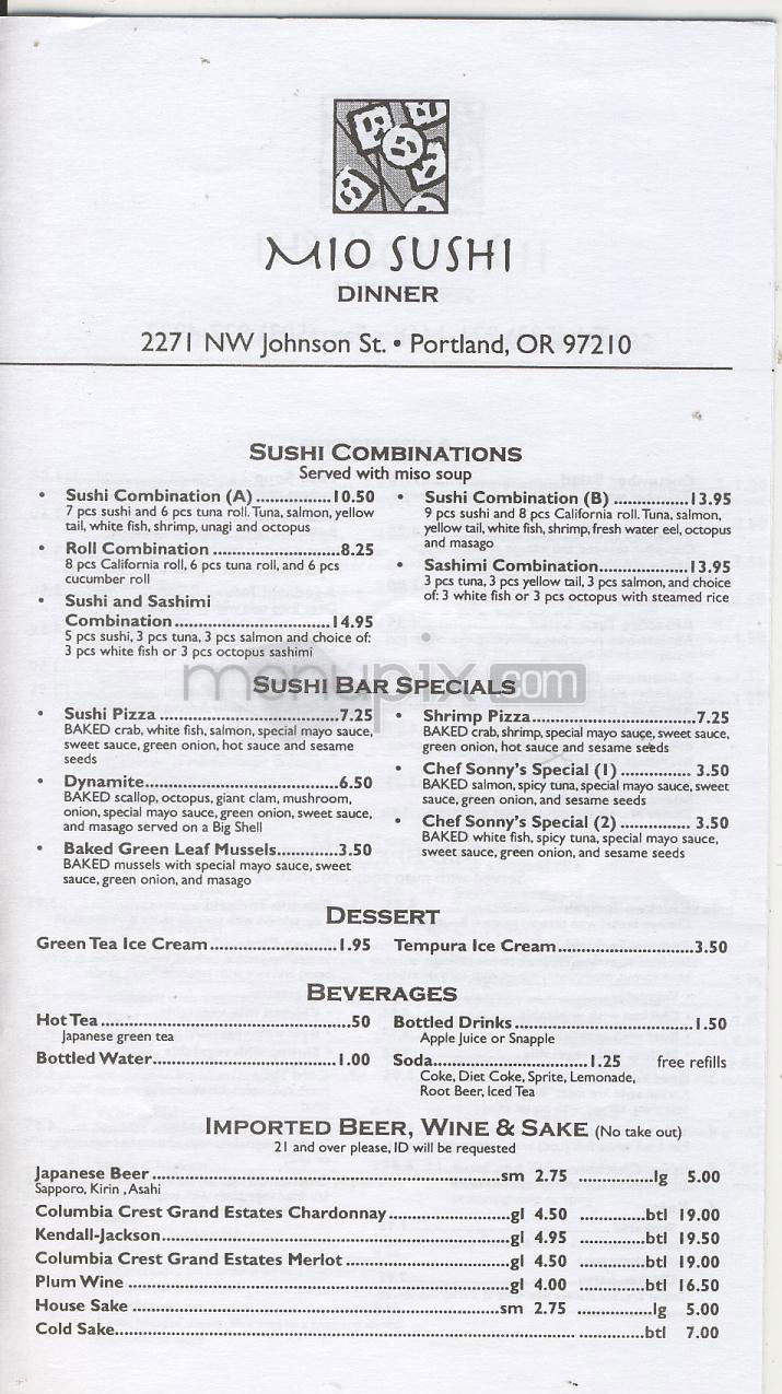 Mio Sushi - Portland, OR menu_pic