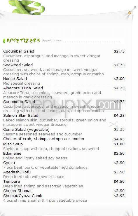 Mio Sushi Hawthorne - Portland, OR menu_pic
