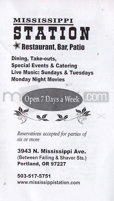 Mississippi Station - Portland, OR menu_pic