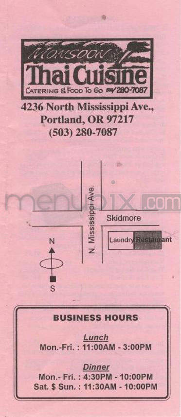 Monsoon Thai Cuisine - Portland, OR menu_pic