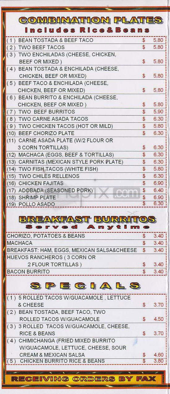 Muchas Gracias Mexican Food - Portland, OR menu_pic