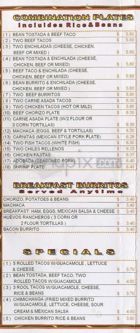 Muchas Gracias Mexican Food - Vancouver, WA menu_pic