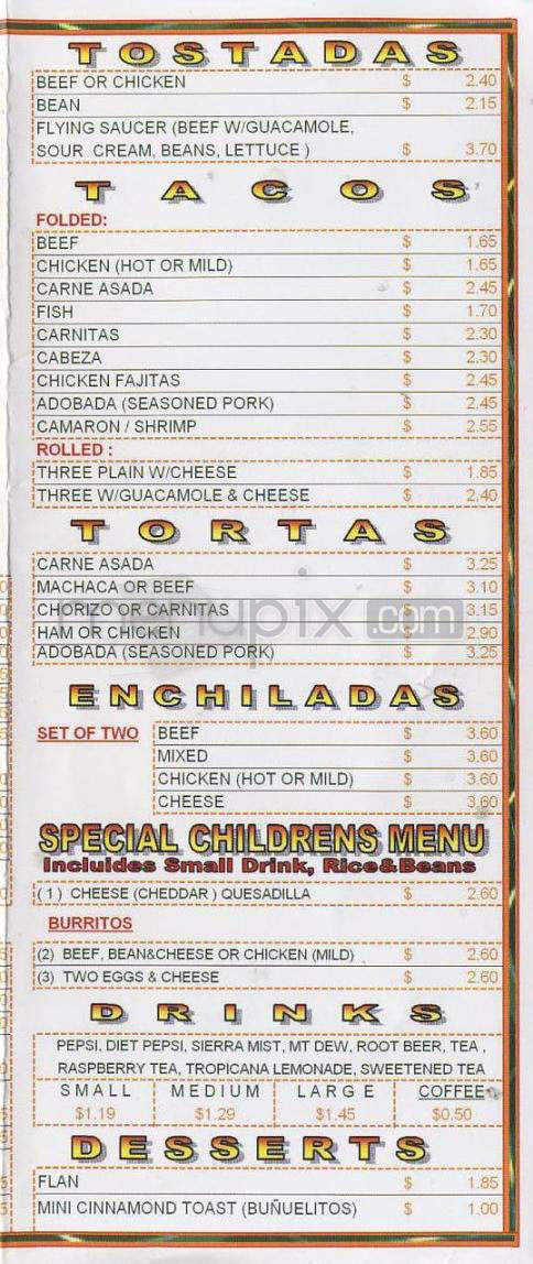 Muchas Gracias Mexican Food - Vancouver, WA menu_pic
