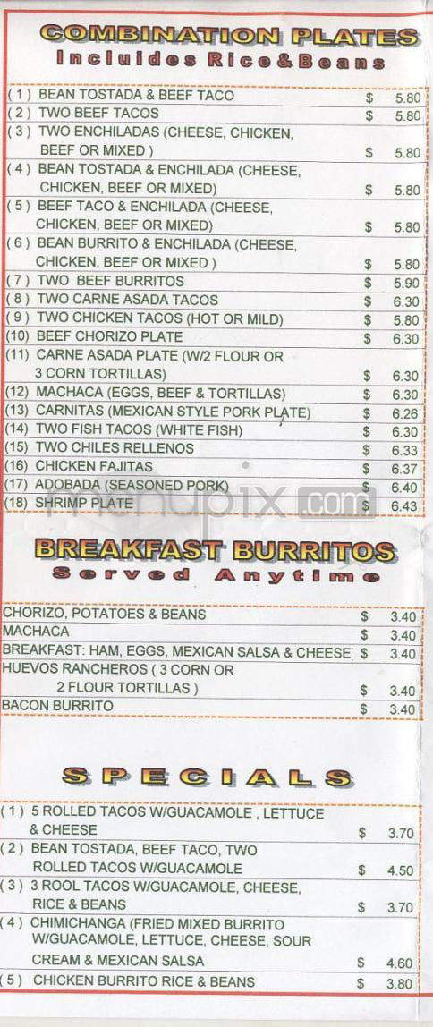 Muchas Gracias Mexican Food - Vancouver, WA menu_pic