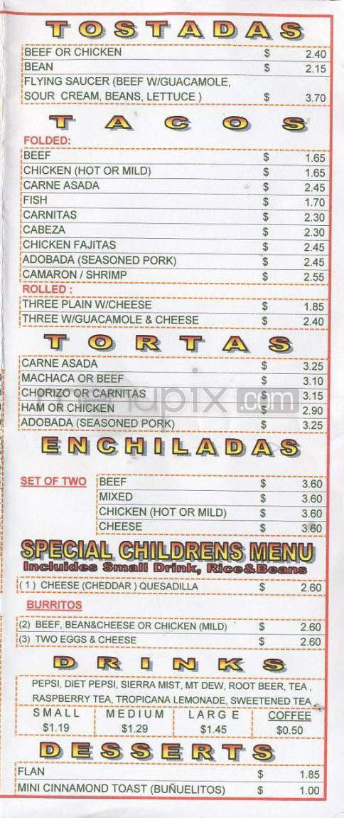 Muchas Gracias Mexican Food - Vancouver, WA menu_pic