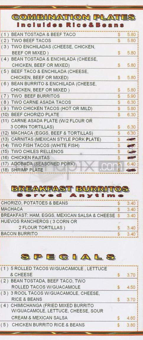 Muchas Gracias Mexican Food - Vancouver, WA menu_pic