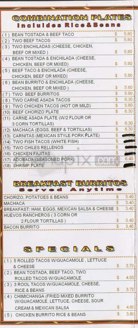 Muchas Gracias Mexican Food - Vancouver, WA menu_pic