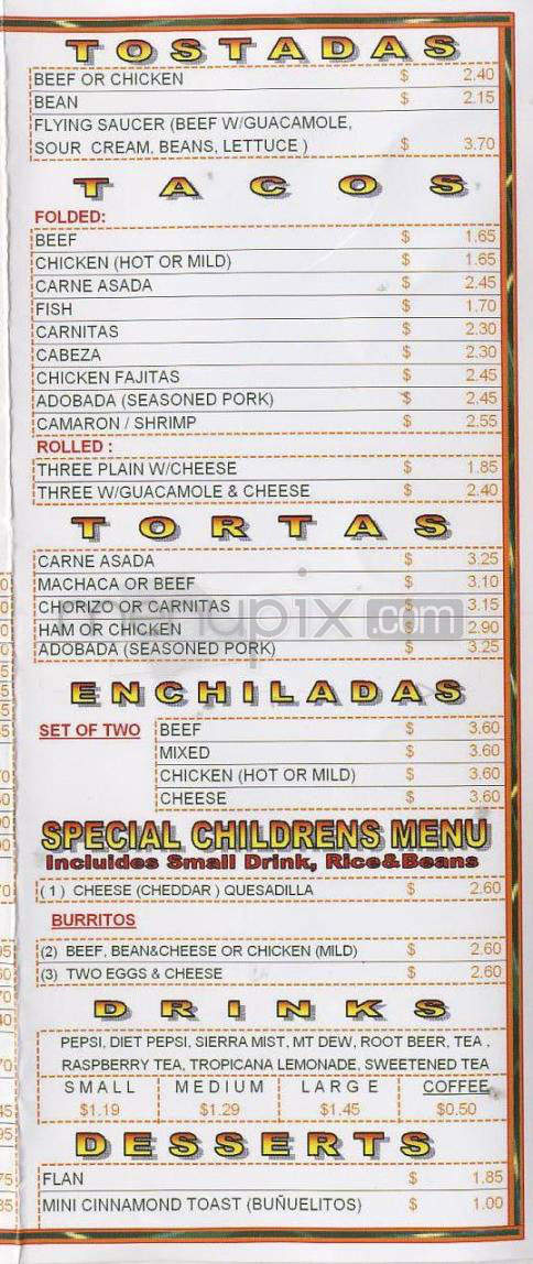 Muchas Gracias Mexican Food - Vancouver, WA menu_pic