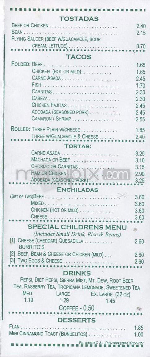 Muchas Gracias Mexican Food - Vancouver, WA menu_pic