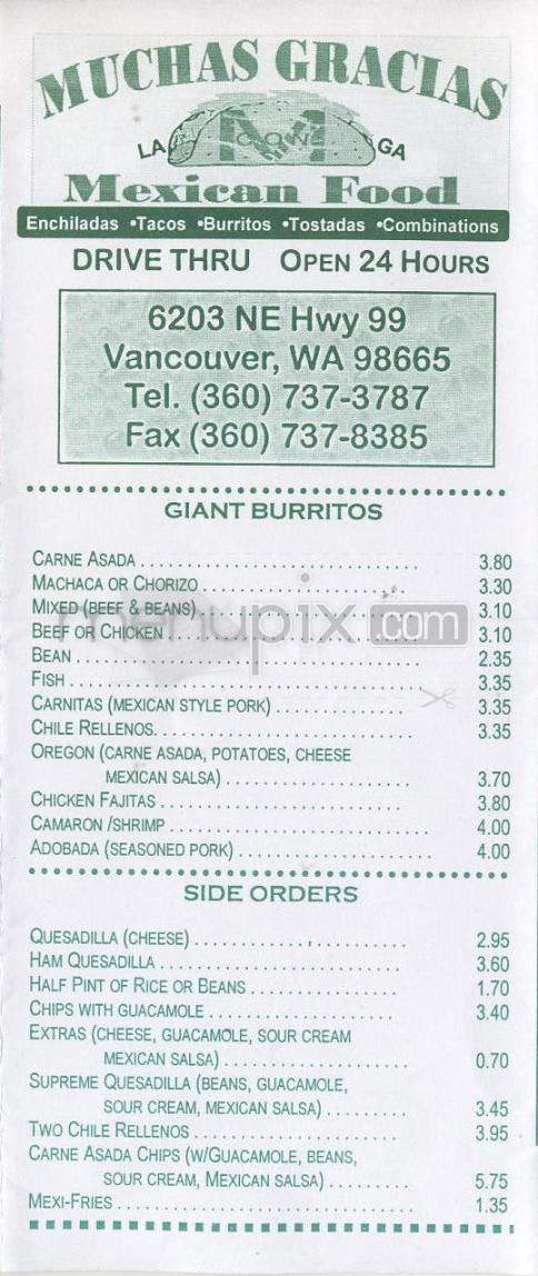 Muchas Gracias Mexican Food - Vancouver, WA menu_pic