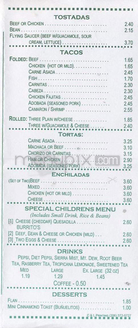 Muchas Gracias Mexican Food - Vancouver, WA menu_pic