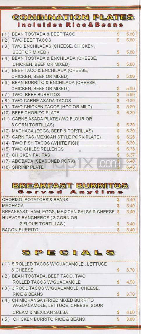 Muchas Gracias Mexican Food - Vancouver, WA menu_pic
