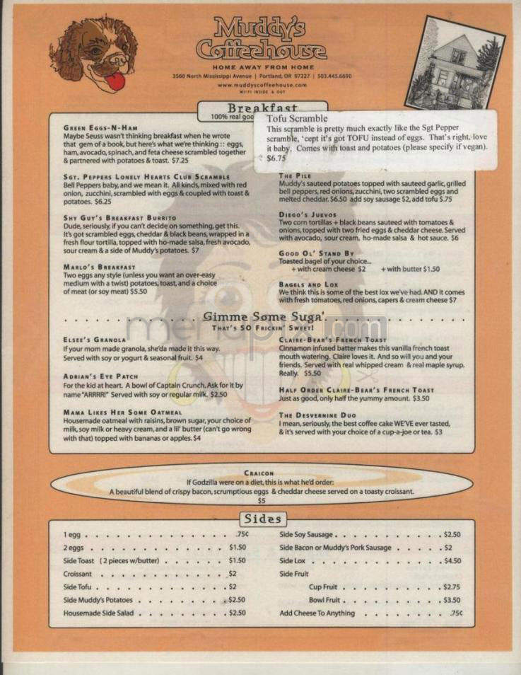 Muddy's Coffeehouse - Portland, OR menu_pic