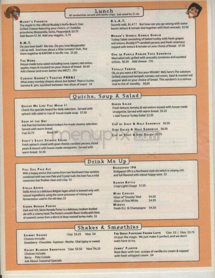 Muddy's Coffeehouse - Portland, OR menu_pic