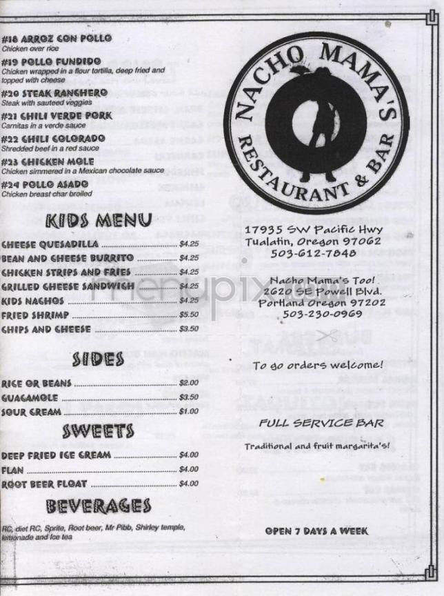 Nacho Mama's - Tualatin, OR menu_pic