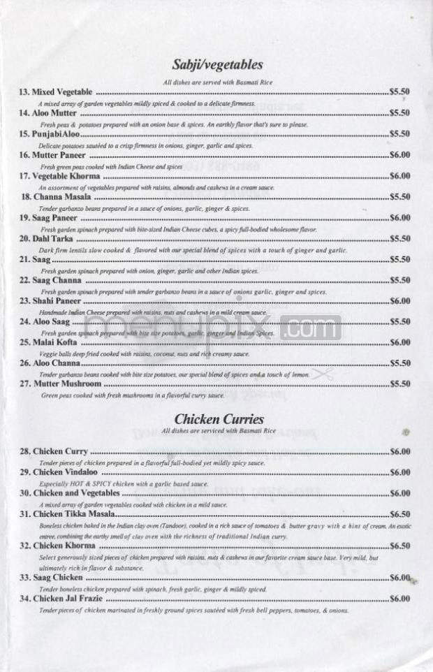 New Taste of India - Portland, OR menu_pic
