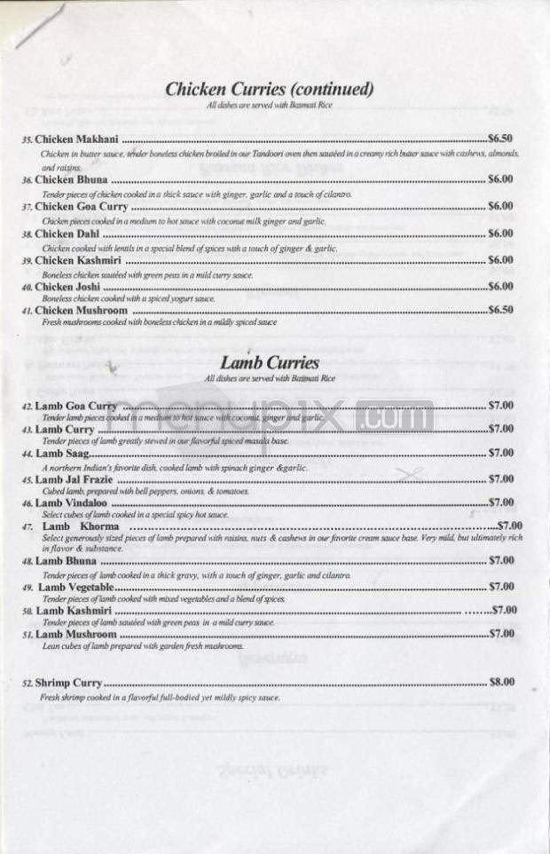 New Taste of India - Portland, OR menu_pic