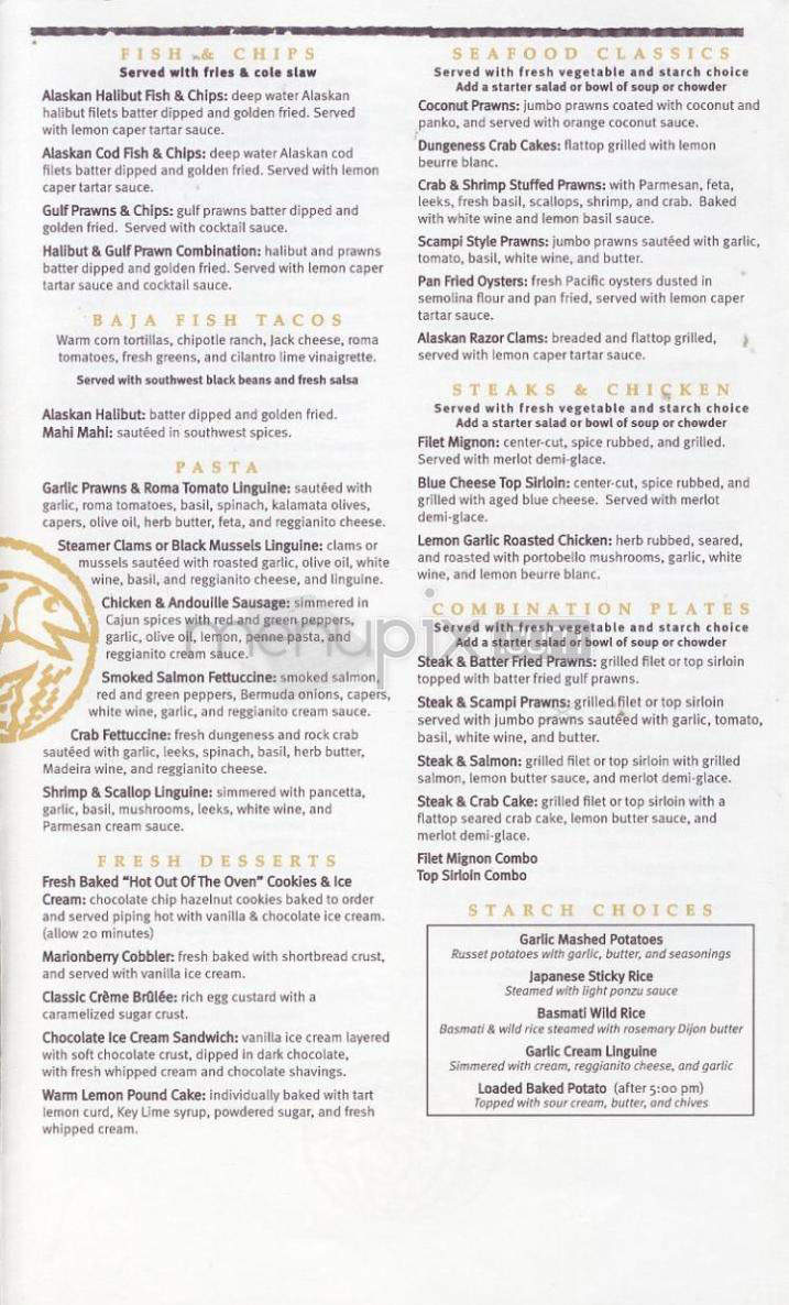 Newport Seafood Grill - Tigard, OR menu_pic
