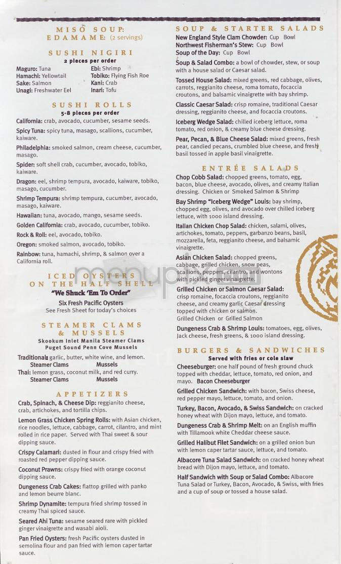 Newport Seafood Grill - Portland, OR menu_pic