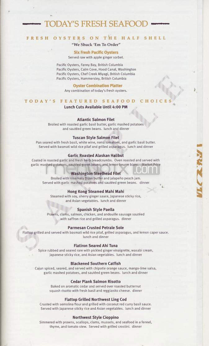 Newport Seafood Grill - Portland, OR menu_pic