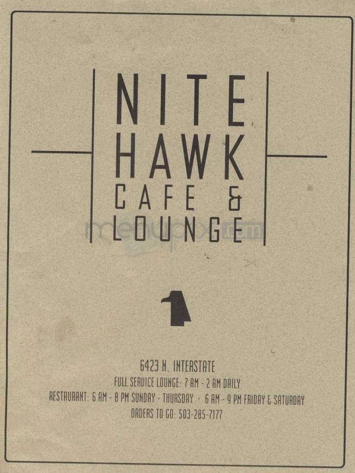 Nite Hawk Cafe & Lounger - Portland, OR menu_pic