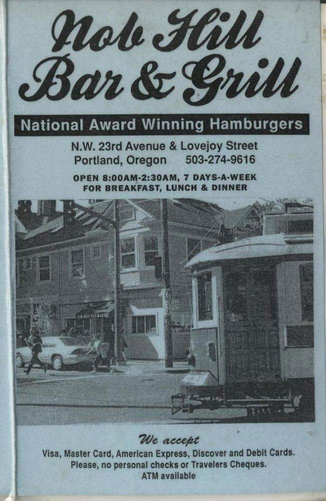 Nob Hill Bar & Grill - Portland, OR menu_pic