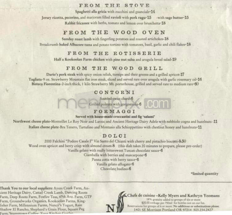 Nostrana - Portland, OR menu_pic