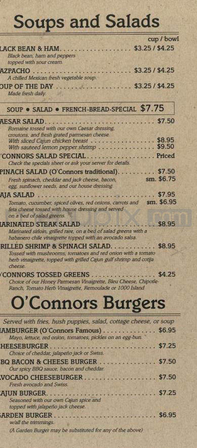 O'Connor's Restaurant - Portland, OR menu_pic