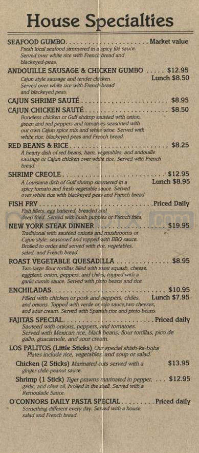 O'Connor's Restaurant - Portland, OR menu_pic