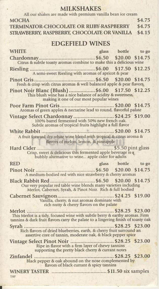 Oak Hills Pub & Brewery - Portland, OR menu_pic