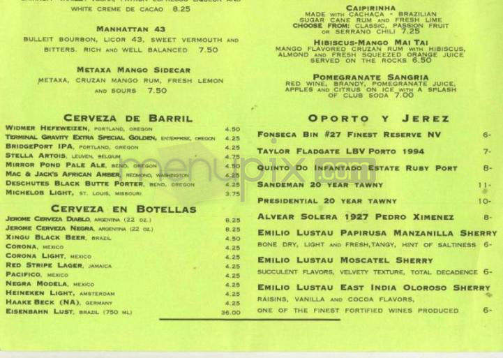 Oba Restaurant - Portland, OR menu_pic