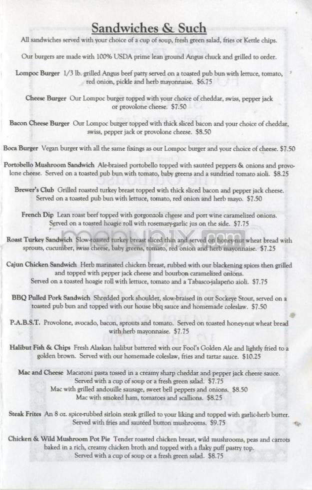 New Old Lompoc Pub & Brewery - Portland, OR menu_pic