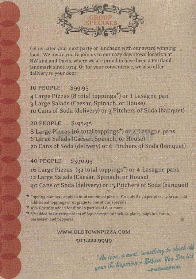 Old Town Pizza - Portland, OR menu_pic