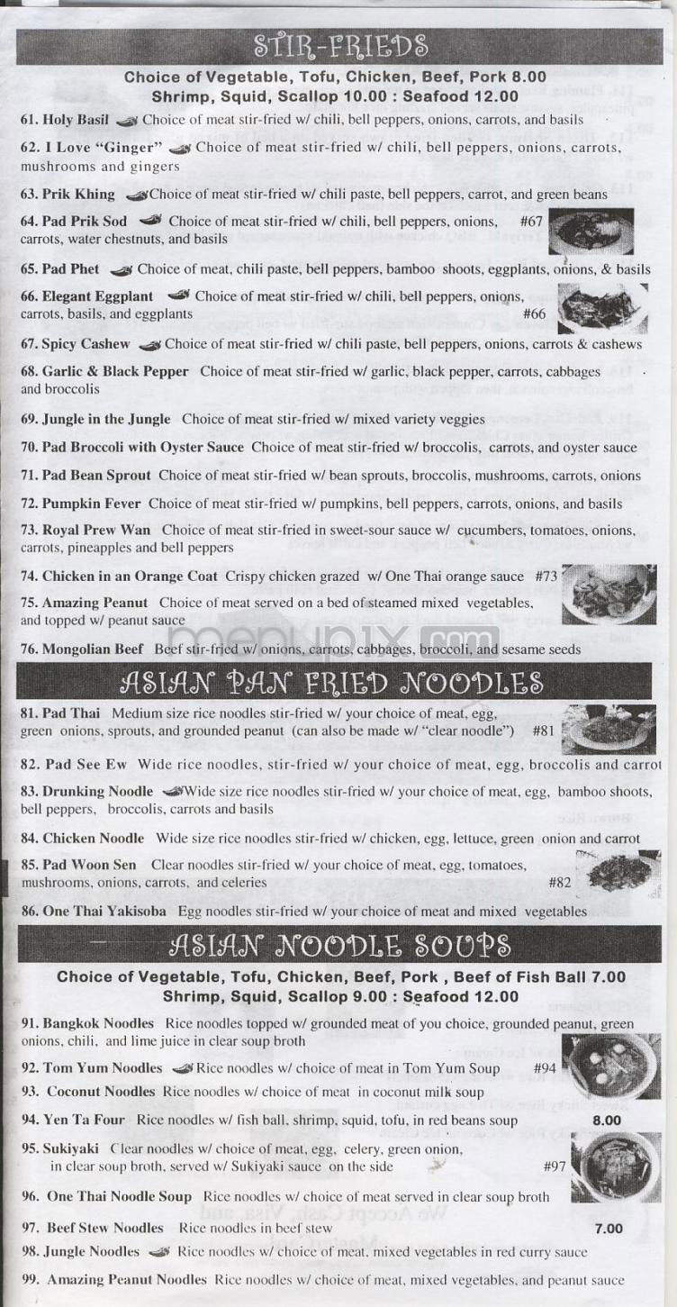 One Thai - Portland, OR menu_pic