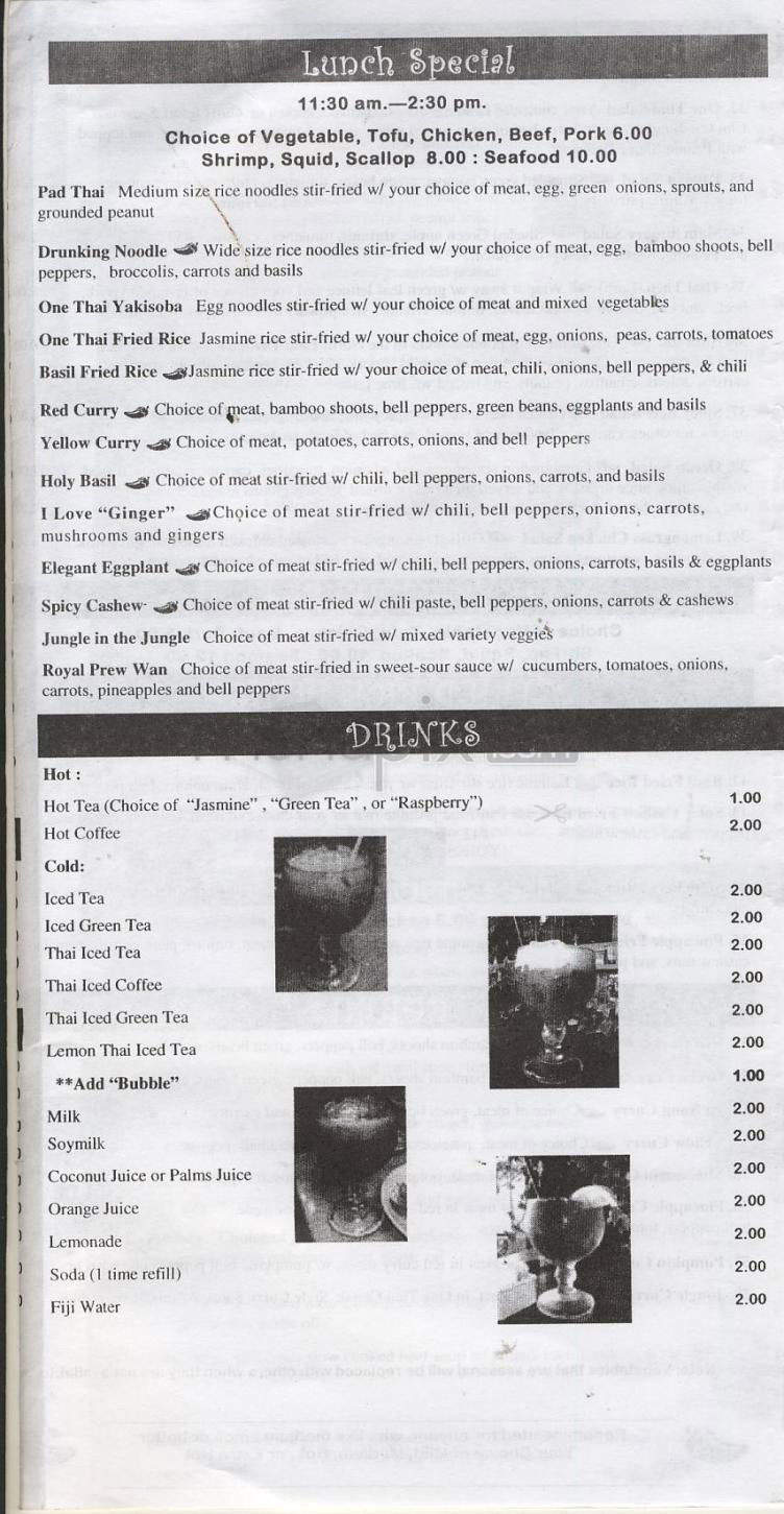 One Thai - Portland, OR menu_pic
