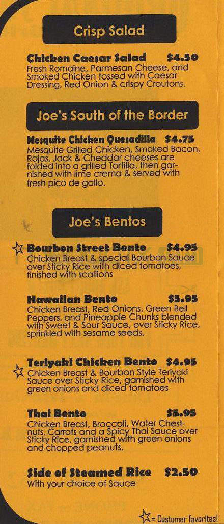 Original Joe's Deli - Portland, OR menu_pic