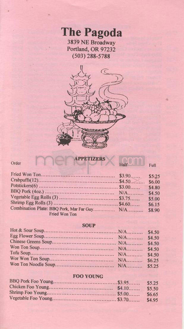 Pagoda Restaurant & Lounge - Portland, OR menu_pic